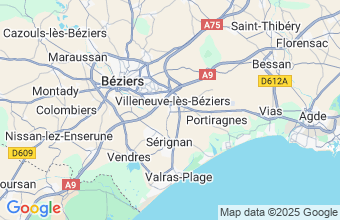 Map of Villeneuve-Les-Beziers